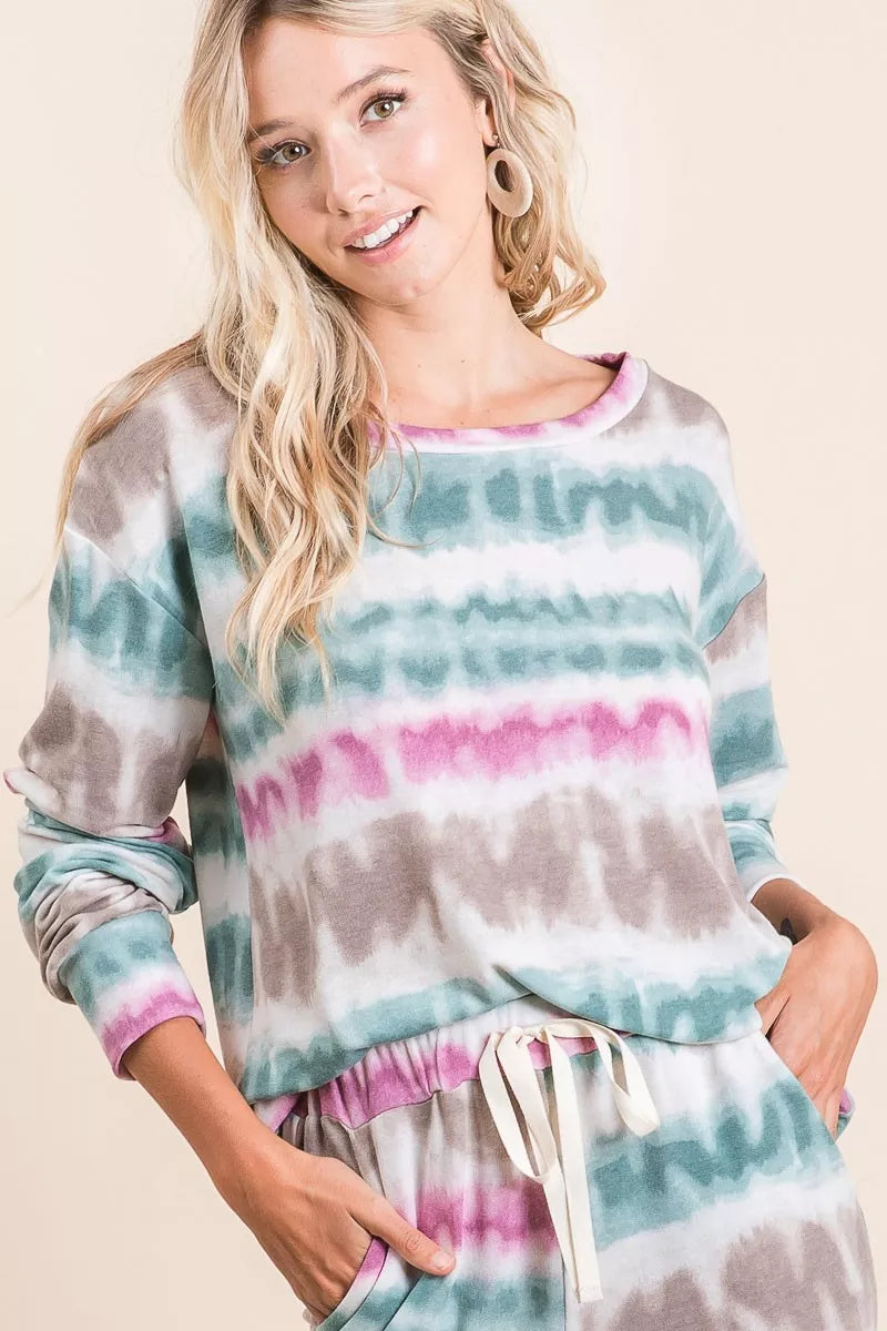 BiBi Tie Dye Print Terry Sweatshirt