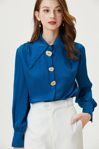 Delphinium Silk Shirt by Fangyan