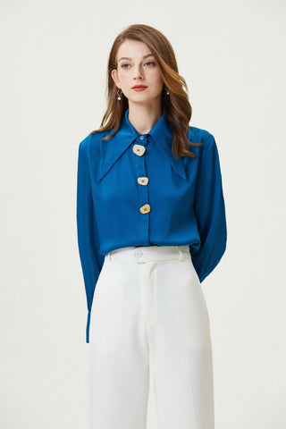 Delphinium Silk Shirt by Fangyan