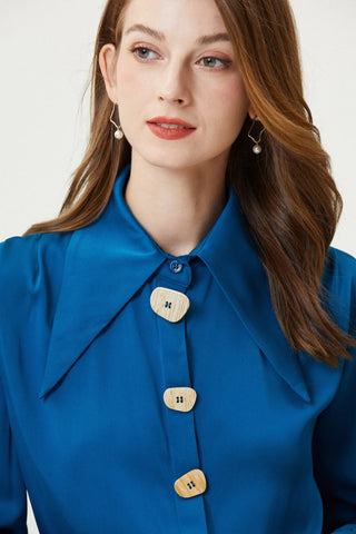 Delphinium Silk Shirt by Fangyan