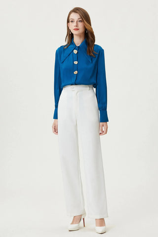 Delphinium Silk Shirt by Fangyan