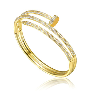 Pavé Nail Bangle Bracelet in Gold