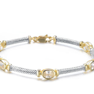 Collette Z Two-Tone CZ Oval Bracelet by Collette Z