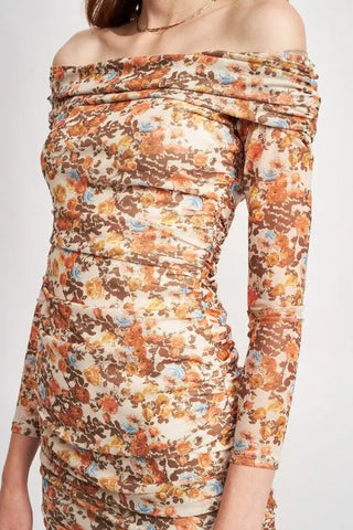 Off-Shoulder Printed Floral Dress by Jade Icarus