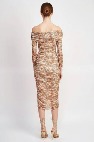 Off-Shoulder Printed Floral Dress by Jade Icarus