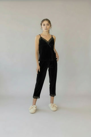 Black Velvet Velour Dreamy Pajama Set