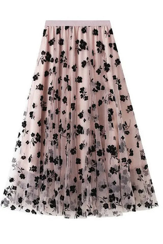 Floral Chiffon Midi Skirt by Jade Icarus