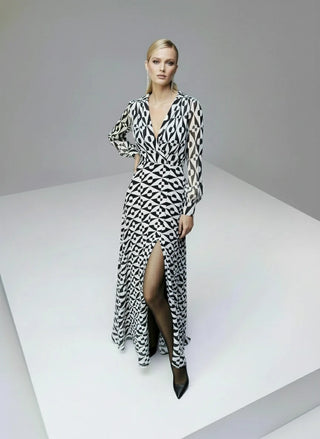 Lapel Collar Slit Dress