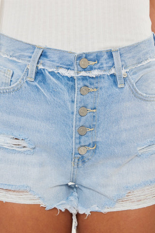 Kancan Distressed Button Fly Denim Shorts by Jade Icarus