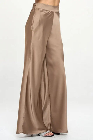 Stretch Satin Wide Leg Pants by Jade Icarus