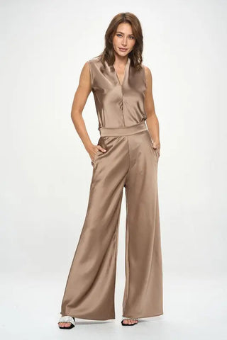 Stretch Satin Wide Leg Pants by Jade Icarus