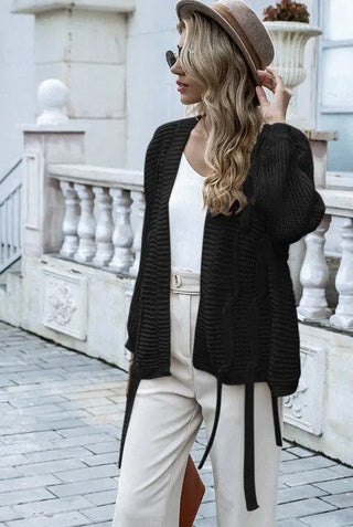 Black Essnce Batwing Sleeve Open Front Cardigan by Jade Icarus