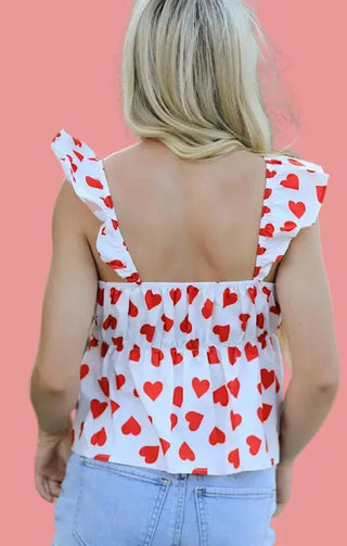 All over heart bow v-neck top by Jade Icarus