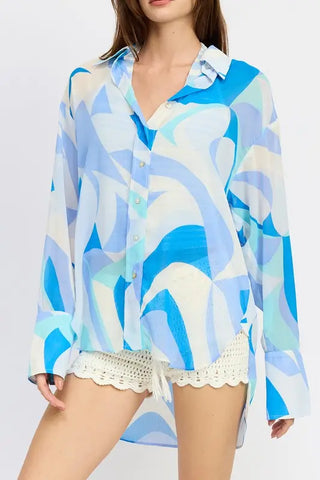 Printed Oversized Shirt - Statement Blouse by Jade Icarus