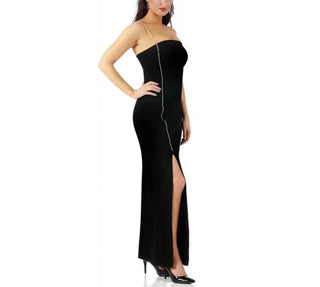 Rhinestone Strap Bandeau Evening Dress