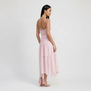 Ethereal Ruffle Tie-Back Maxi Dress by Jade Icarus