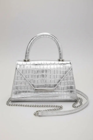 Croc Embossed Metallic Top Handle Bag by Jade Icarus