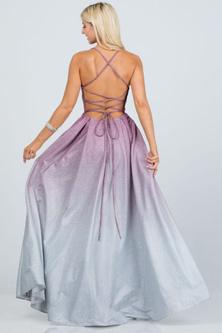 Glitter Ombre A-Line Evening Gown - Sweetheart Corset Prom Dress | Kayes+Kloset