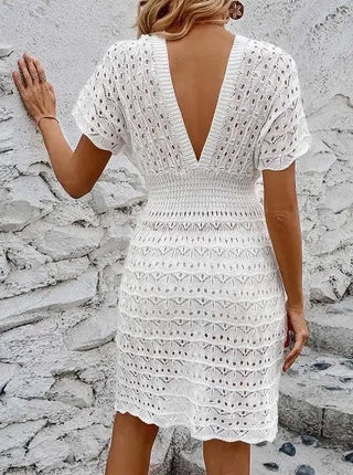 Deep V Eyelet Cover Up Dress - Women's Beach Cover Up by Jade Icarus