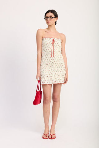 FLORAL SMOCKED TUBE DRESS