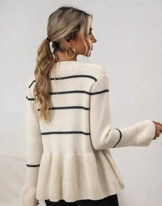 Striped Ribbed Cardigan by Jade Icarus