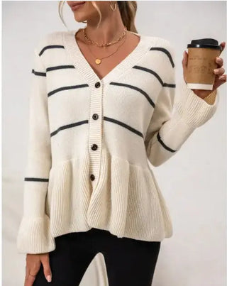 Striped Ribbed Cardigan by Jade Icarus