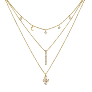 Bezel Crystals Layered Chain Necklace