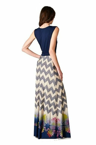 Chevron Bohemian Dotted Print Sleeveless Long Maxi Dress by SurelyMine