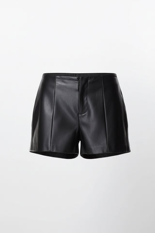 Women's PU Leather Shorts In Black by Lemon Hera