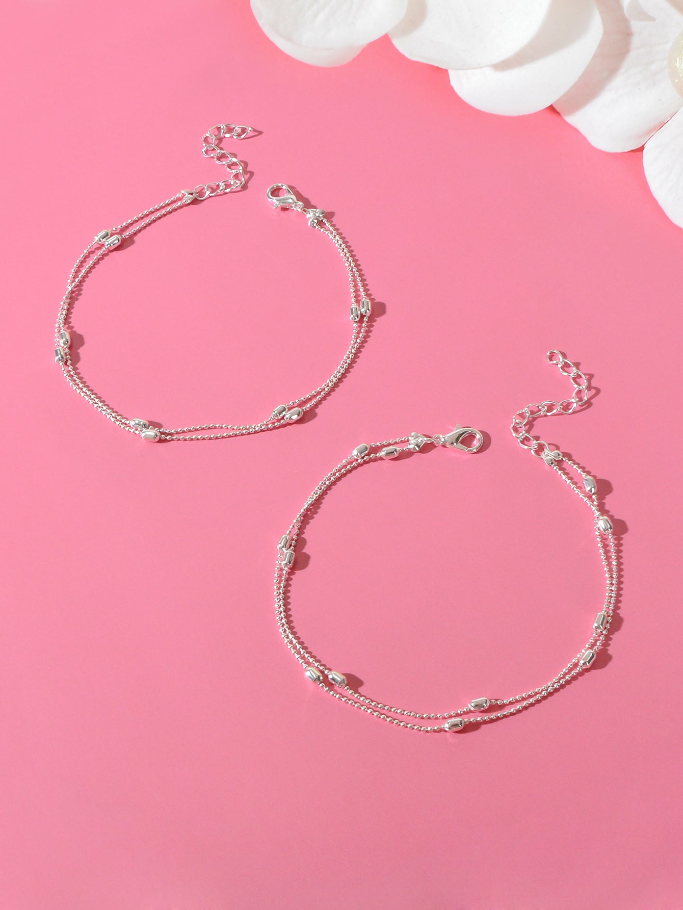 2pcs Double layer Chain Beach Anklets Valentine's Matching Couple Best