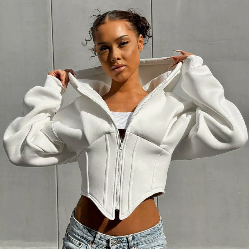 Zipper Hoodie Cardigan Y2K Ins Fashion Street Long Sleeve Corset