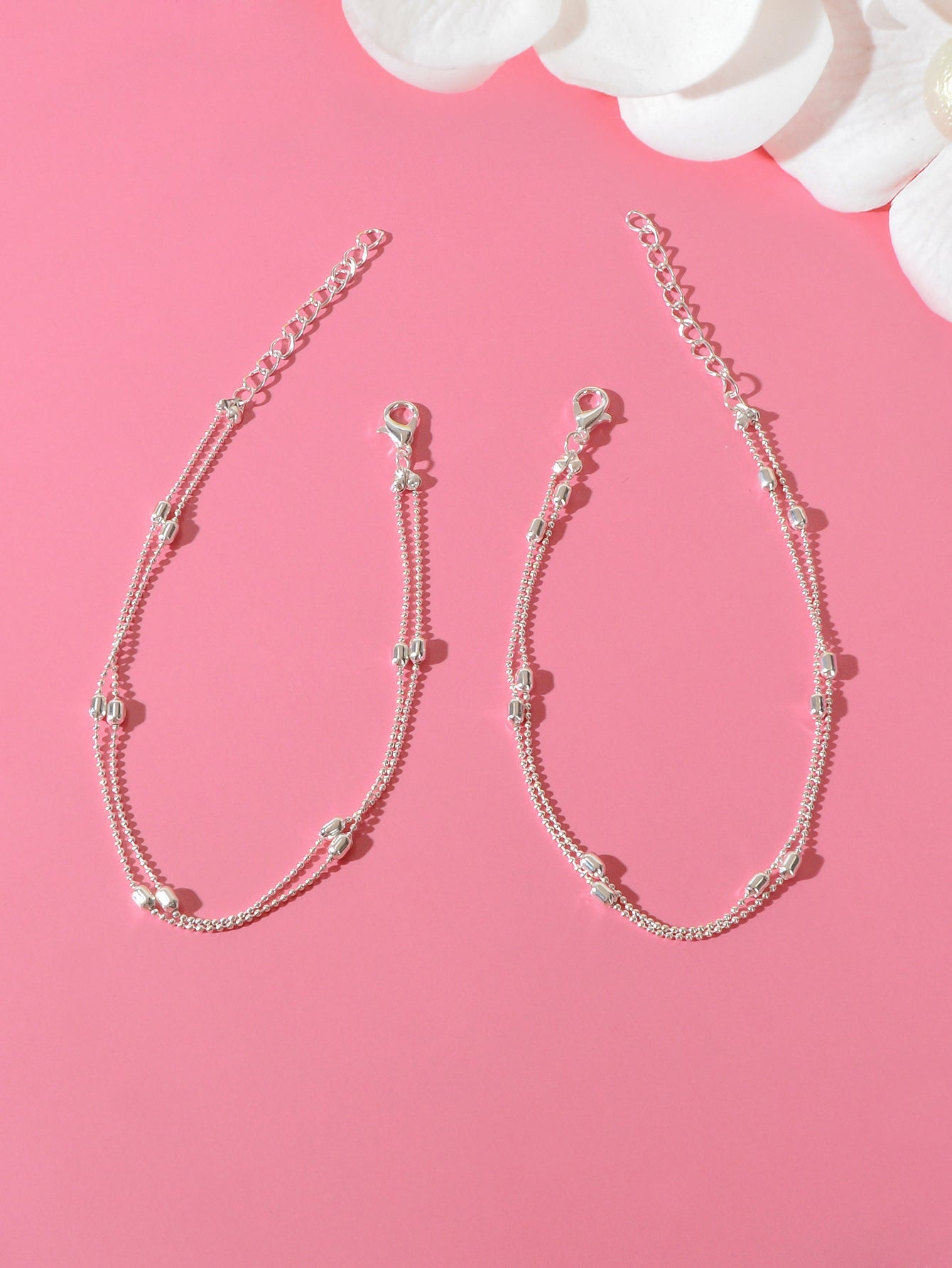2pcs Double layer Chain Beach Anklets Valentine's Matching Couple Best