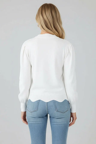 Floral Embroidered Scallop Hem Sweater by Jade Icarus