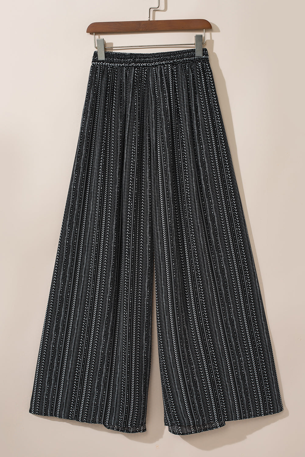 Striped Printed Slit Wide Leg High Waist Pants