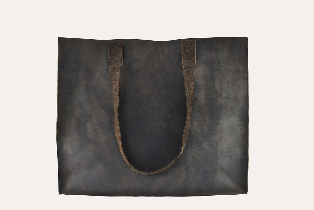 Raw Edge Leather Tote - Vintage Mocha Handbag