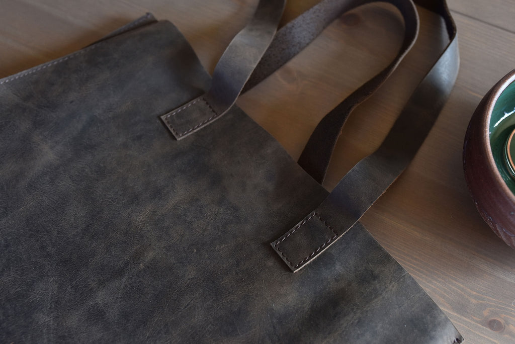 Raw Edge Leather Tote - Vintage Mocha Handbag