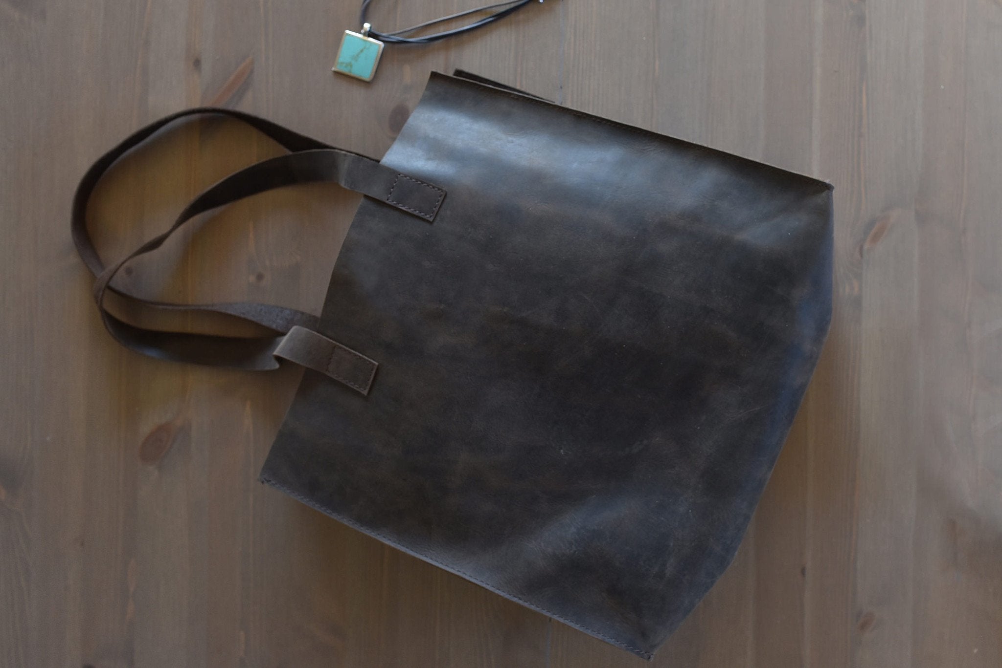 Raw Edge Leather Tote - Vintage Mocha Handbag