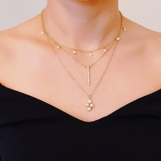 Bezel Crystals Layered Chain Necklace