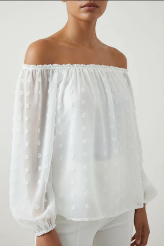 Swiss Dot Off Shoulder Top