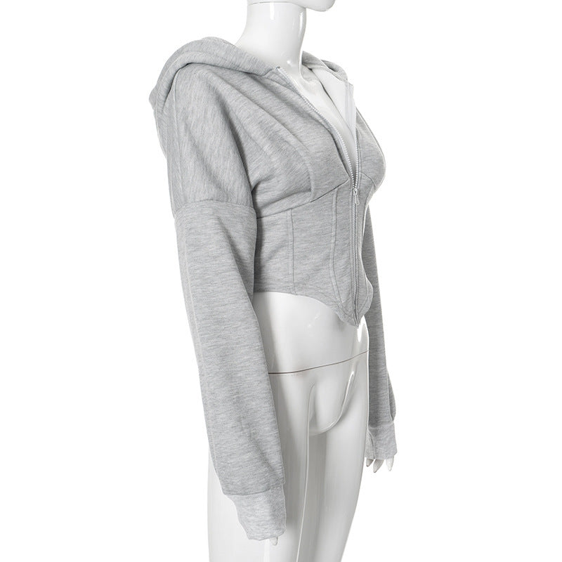 Zipper Hoodie Cardigan Y2K Ins Fashion Street Long Sleeve Corset