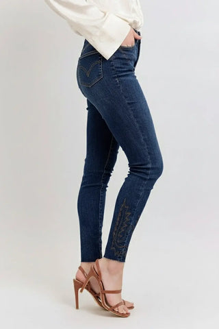 Judy Blue Embroidered High Rise Skinny Jeans Jade Icarus
