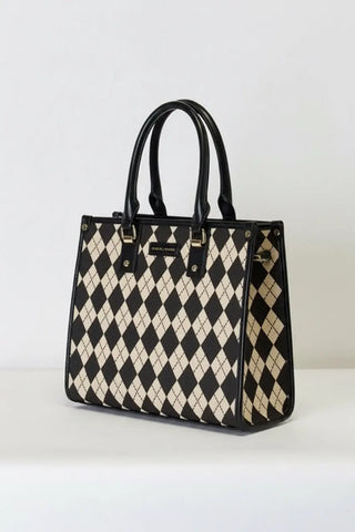 David Jones Argyle Pattern Vegan Leather Handbag by Jade Icarus