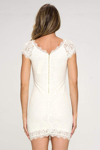 Scalloped Hem Lace Bodycon Dress