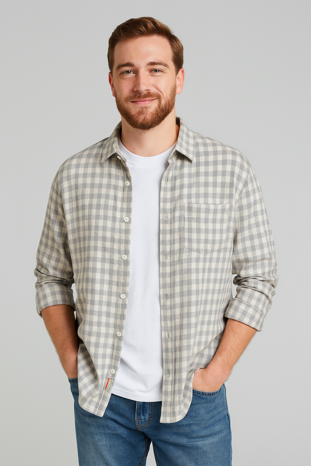 Men's Plaid Button Up Long Sleeve Shirt
