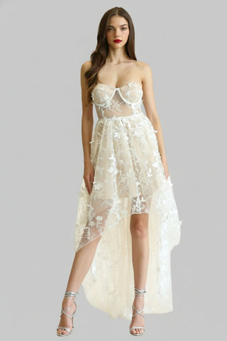 Narelle 3d Floral Embroidered Lace Fabric Dress