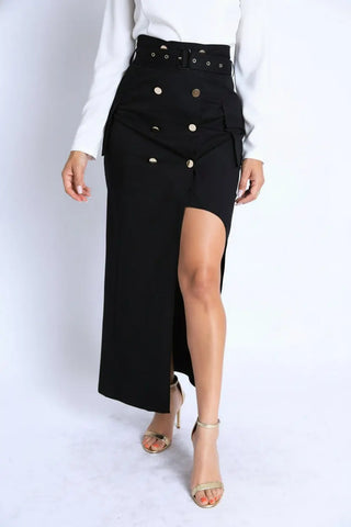 Asymmetric Belted Maxi Skirt by Puce Juniper