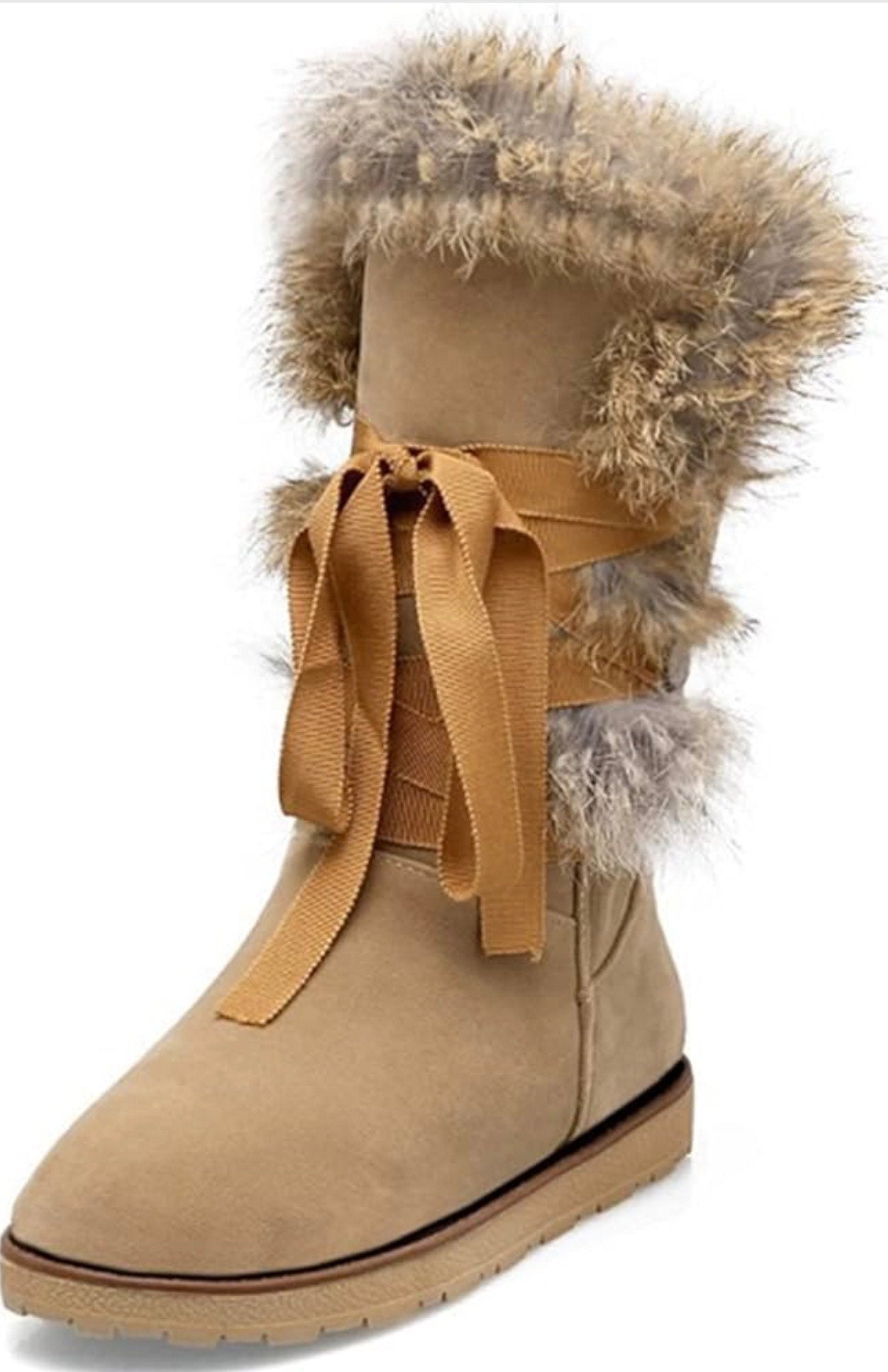 Women's Nubuck Snow Boots - Warm Winter Lace-Up Booties
