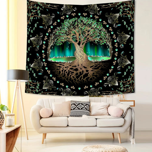 1Pcs 75x58cm Tree of Life Tapestry BlackLight Sun Moon Stars Galaxy