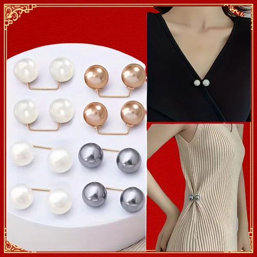 8PCS pearl non-slip safety pins Dress brooch decoration dress waist