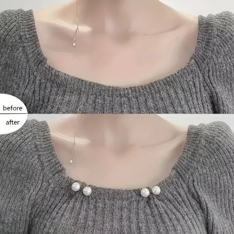 8PCS pearl non-slip safety pins Dress brooch decoration dress waist
